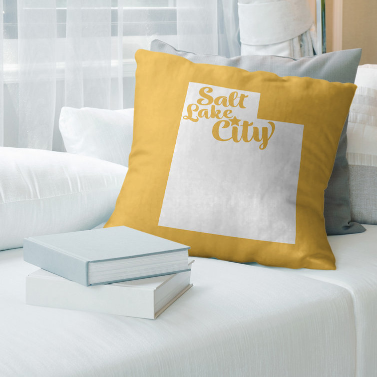 Yellow bed throw online pillows